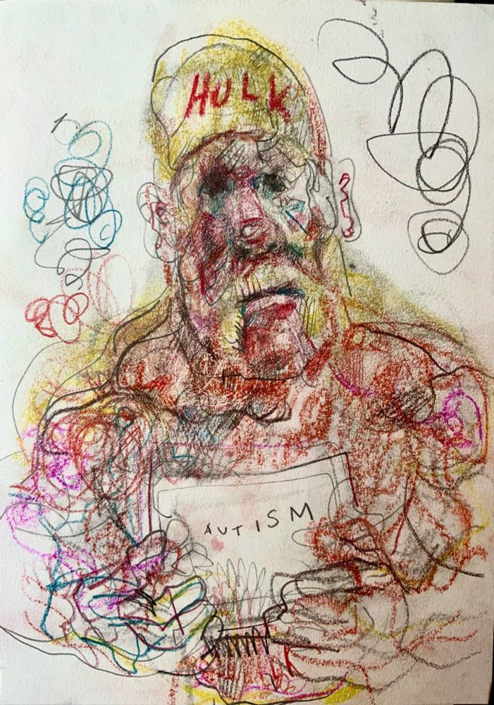 Hulk Hogan holding a sign that says AUTISM