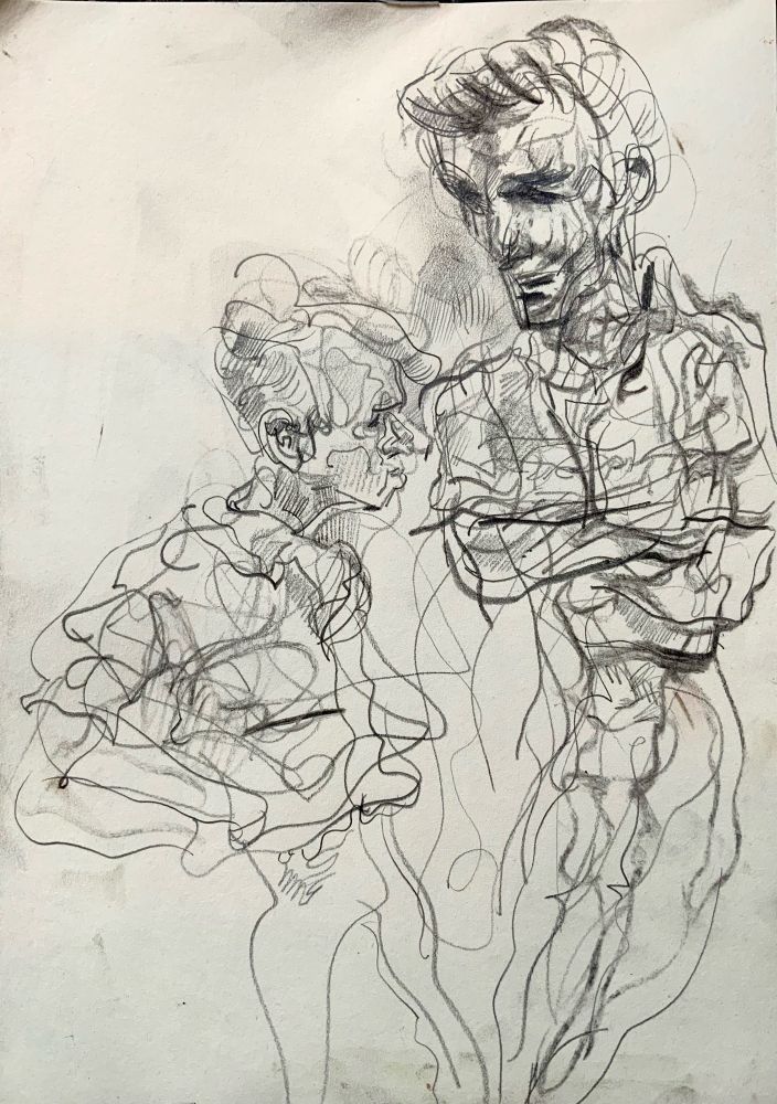 Al and Dennis with weird legs, drawing 