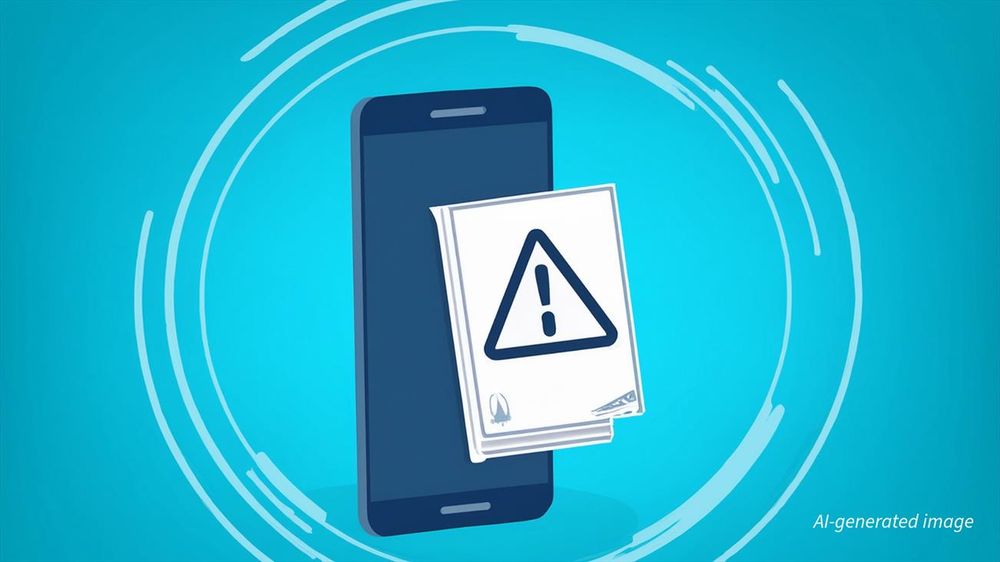 AI-generated image of an i-phone with a warning message. 
