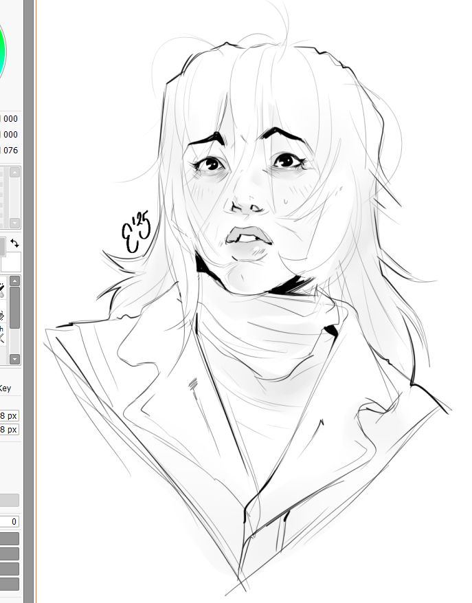 Sketch, Bust, Fanart, Anya
Bust sketch of Anya from Mouthwashing, her head is slightly tilted to the viewer's left