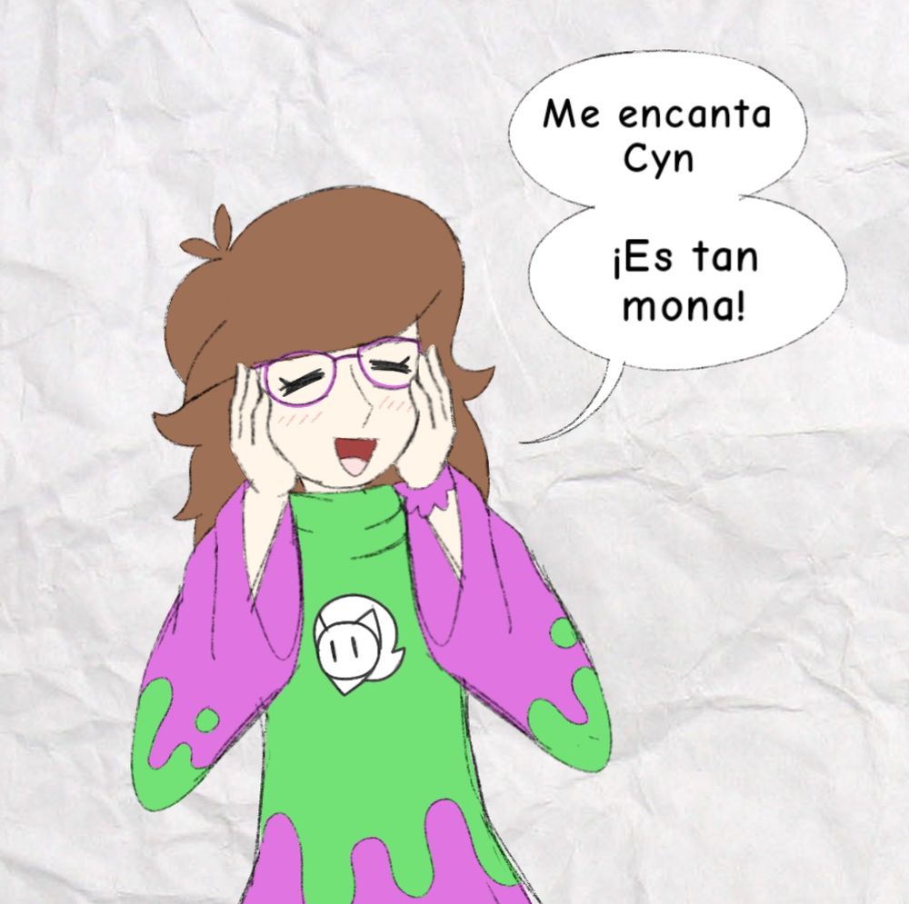 Mi avatar diciendo "Me encanta Cyn. Es tan mona!" con la misma expresion de felicidad de cuando ves un cachorrito