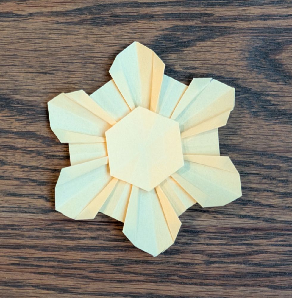 Origami flower finished flat