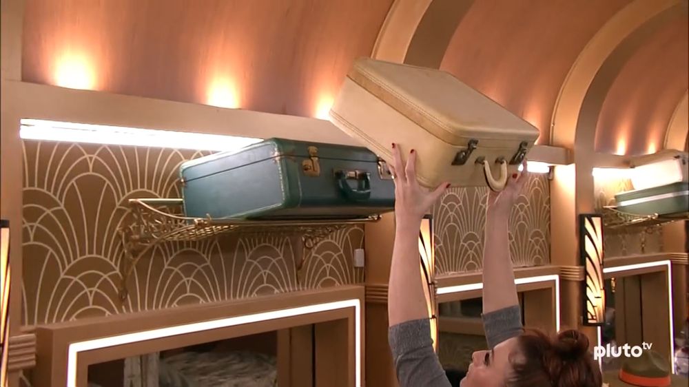 Rachel checking suitcases.