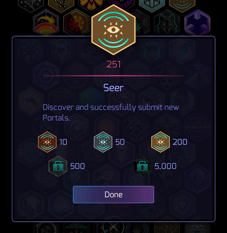 Ingressのメダル画面