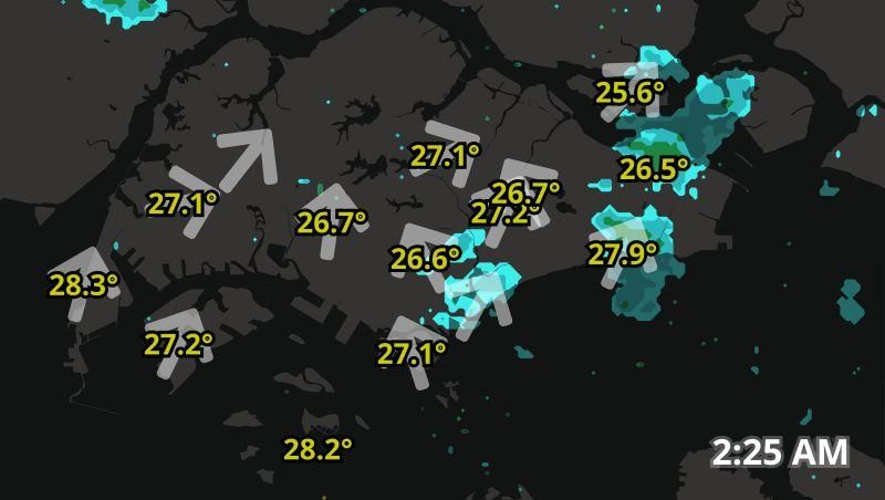 Rain radar image in Singapore