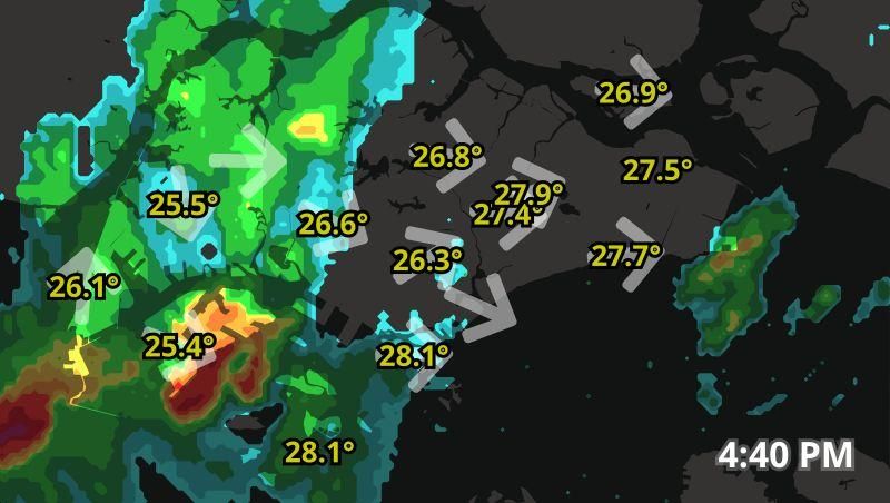 Rain radar image in Singapore