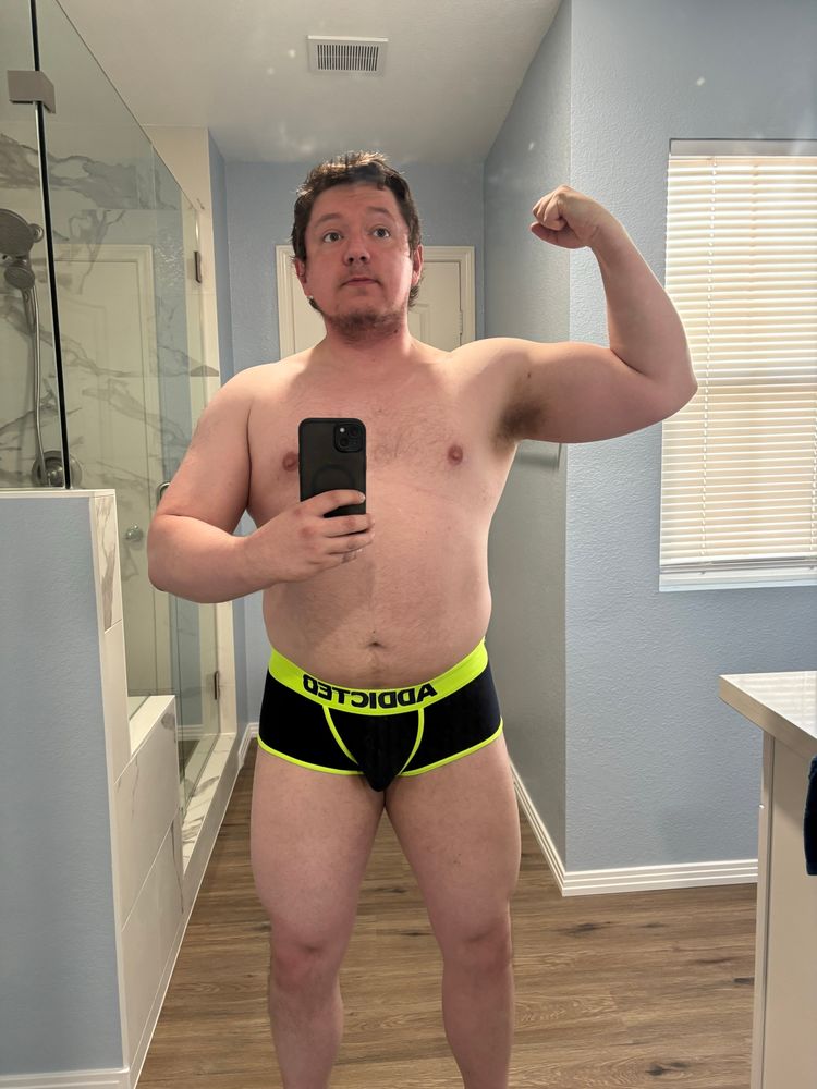 Picture of me in my underwear flexing in the mirror. Typical gay things…