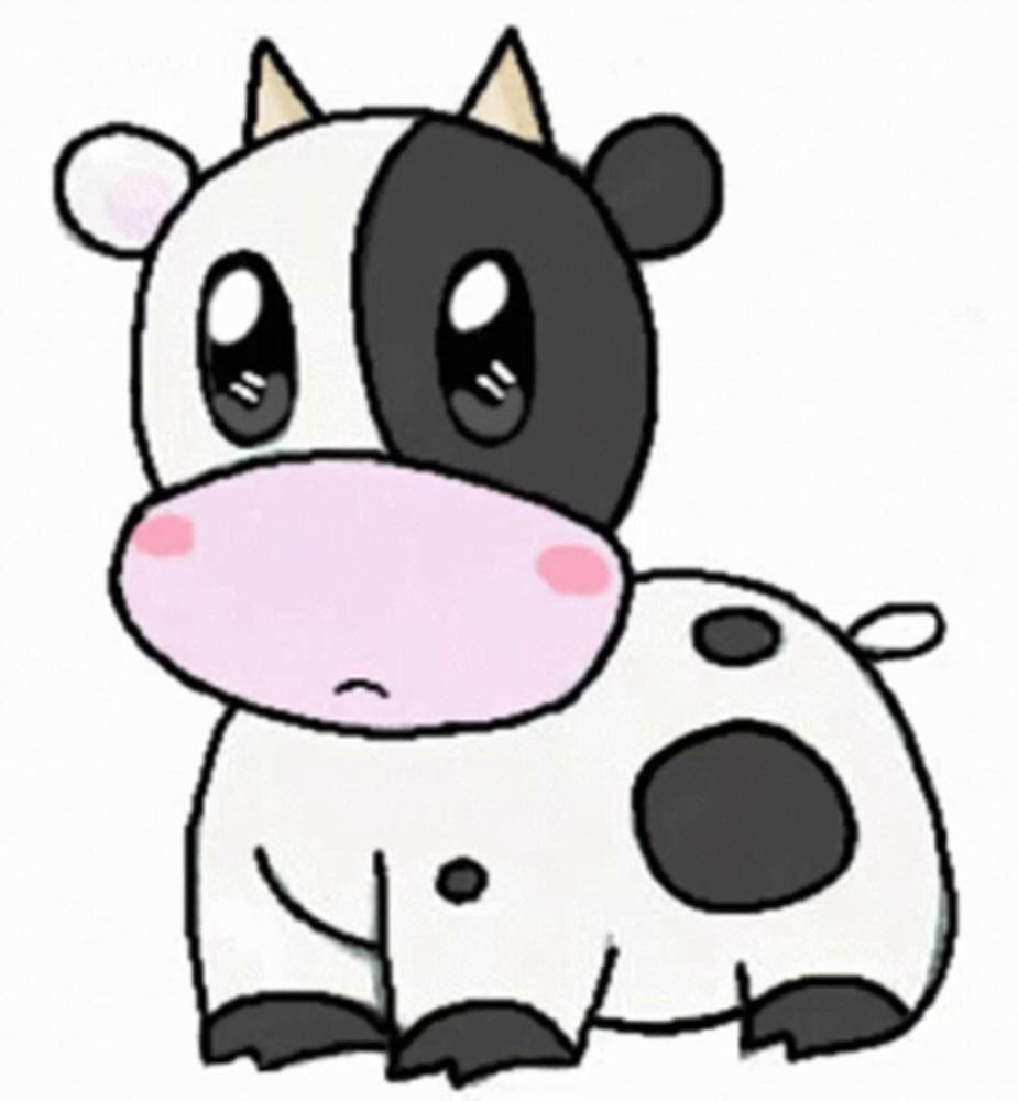 a drawing of a cow with a pink nose