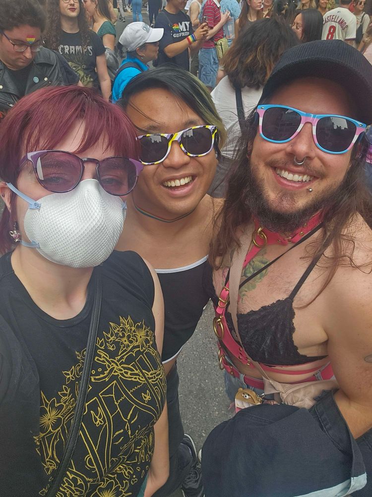 Me, my bf, and one of my besties (masked) at Philly Pride