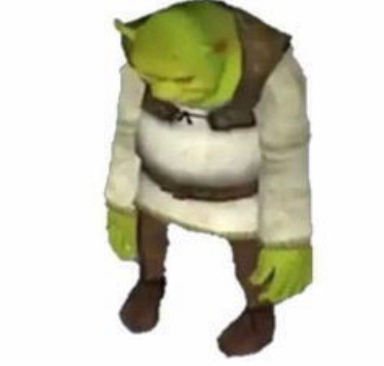 shrek triste olhando pra baixo