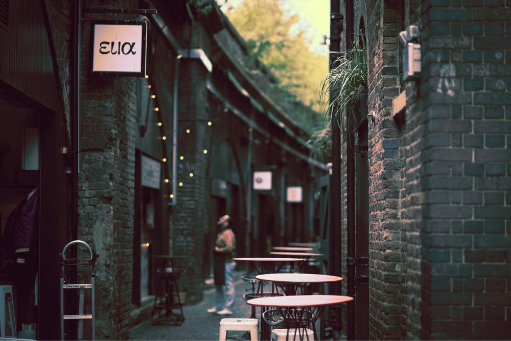 Business owner opening up for the day in Camden Market, London