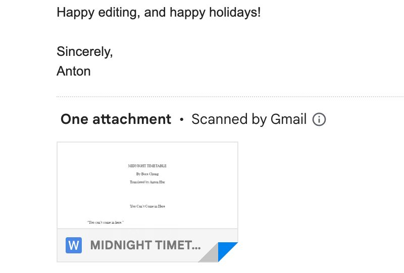 Screenshot of attachment for MIDNIGHT TIMETABLE on Gmail