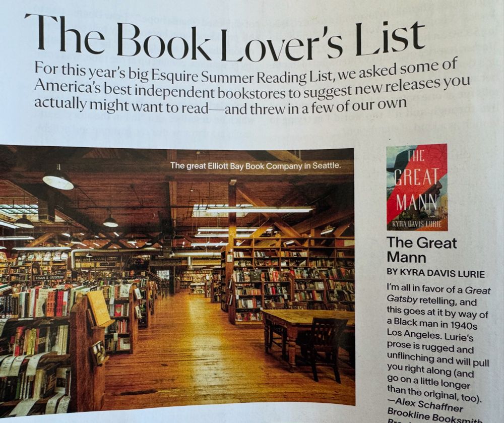 Esquire Magazine’s picks for their best  books of summer and my novel, The Great Mann made the list!!