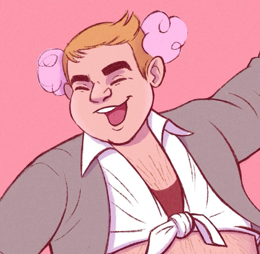 illustration of plus size man from torso up wearing outfit from Baby one more time video