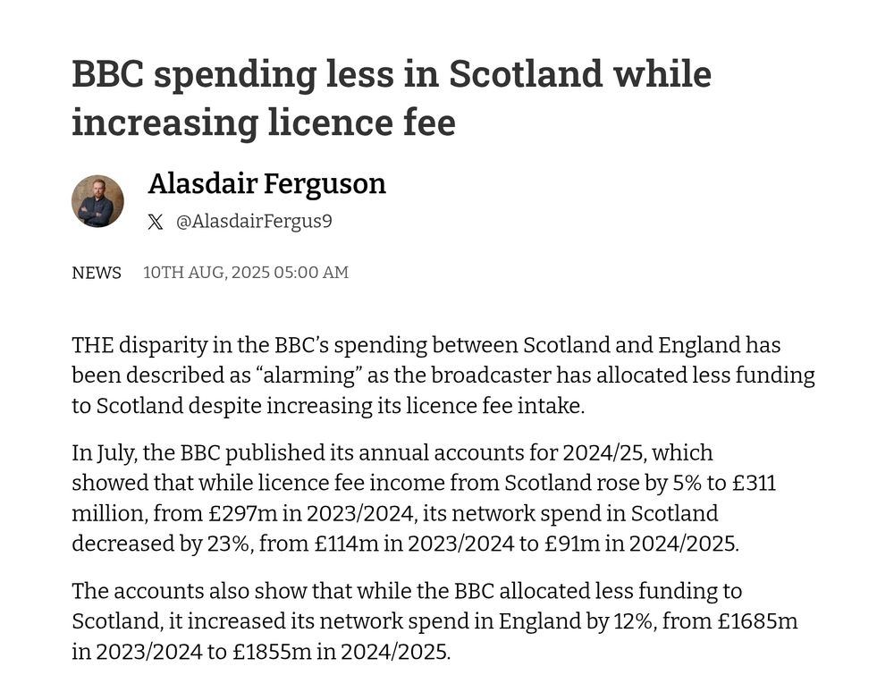 BBC ANTI-SCOTTISH BIAS REDUCED SPEND 