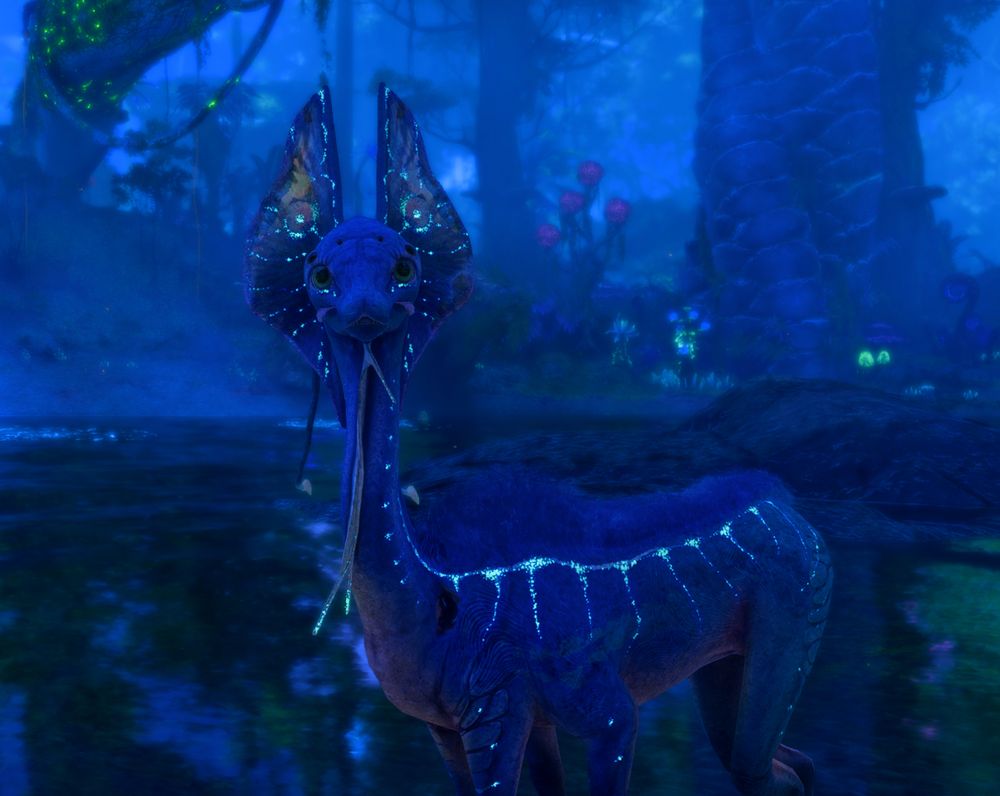 A screenshot from the game Frontiers of Pandora featuring a young male yerik, aka hexapede. 