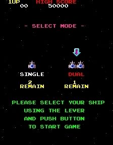 The play chooses between a double or single fighter at the start of the game.  This screencap is from the coinop version btw