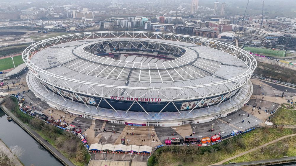 West Ham United Foodball Stadium Drone Flyover.
