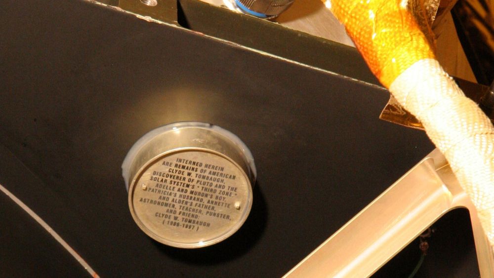 Cannister containing 1 ounce of Tombaugh's ashes, aboard the New Horizons probe