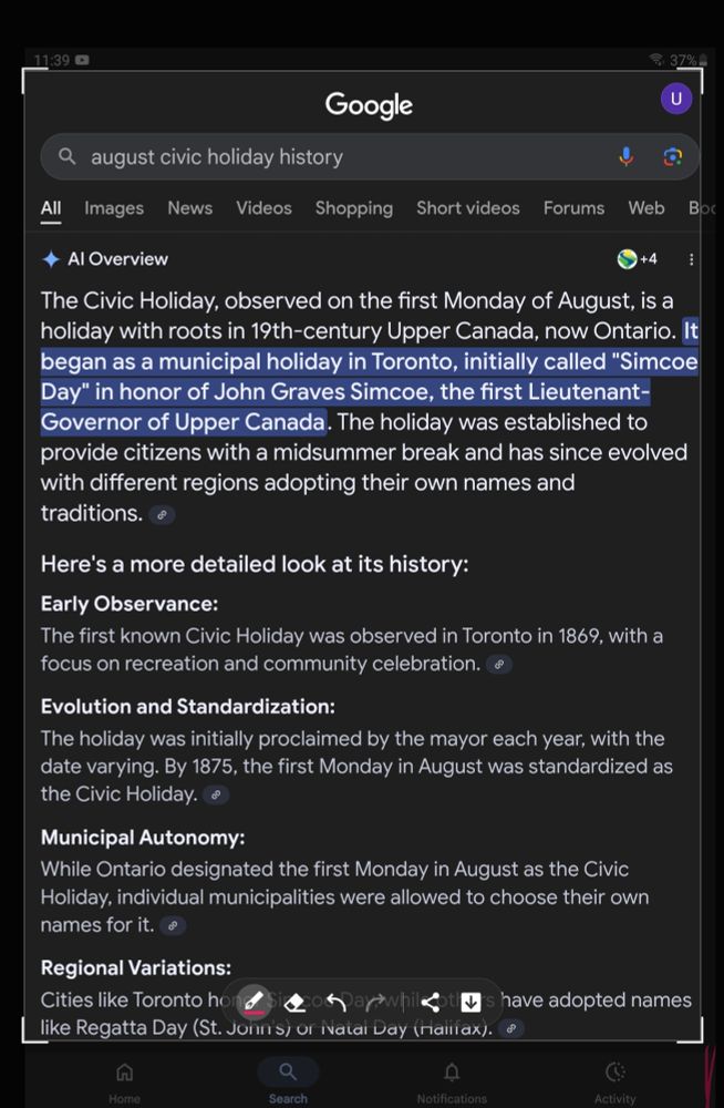 Canada's first Civic holiday started in 1869 Upper Canada the first Monday in August, they called it Simcoe Day 