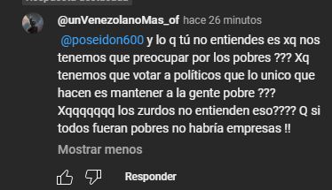 Persona explicando que cuando una persona es pobre ya la empatía no le importa 