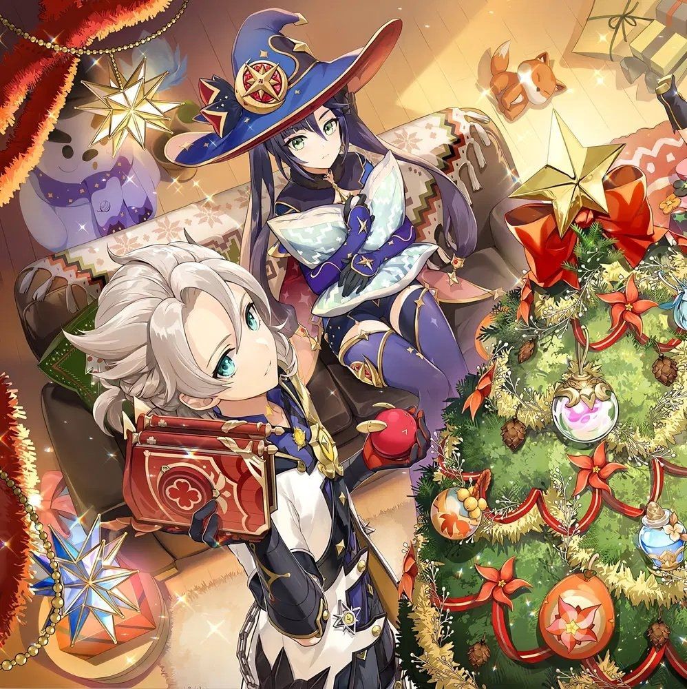 Albedo y Mona de Genshin Impact.