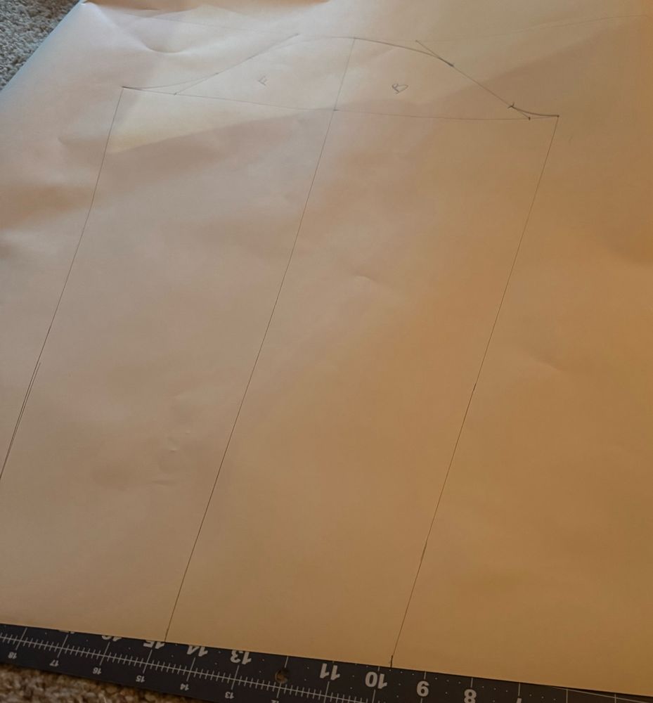 Sleeve patterned out on paper