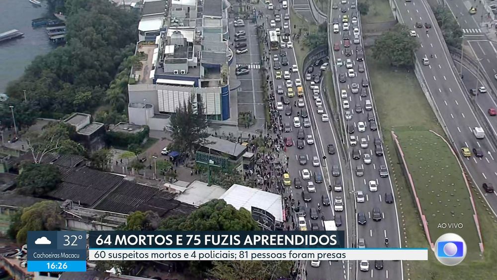Imagem feita por helicóptero da TV Globo: vias da Barra congestionada no sentido Zona Sul.