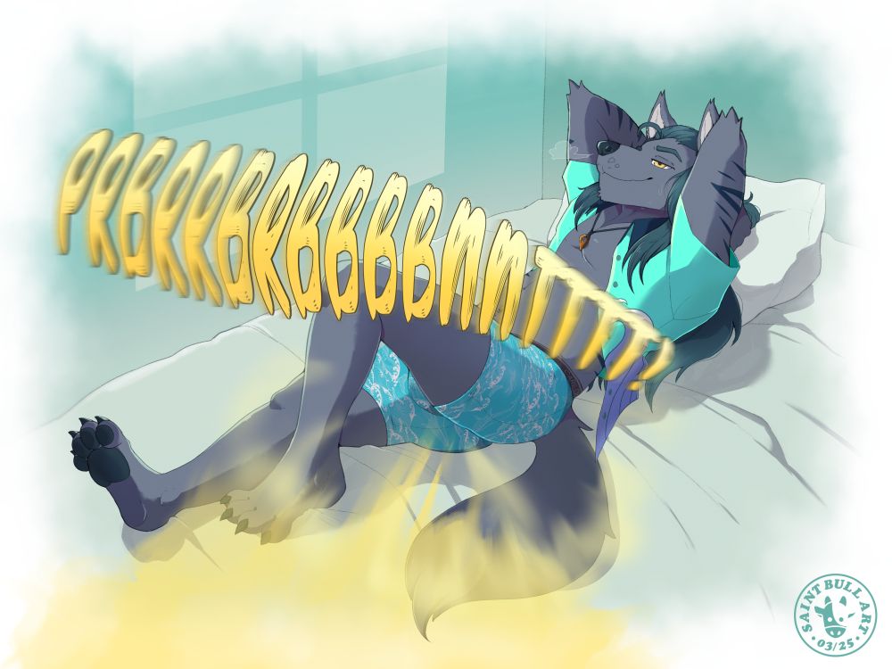 Commission for JaxWoof of his sona ripping ass chilling on bed! 🎨🐇 2025 NSFW