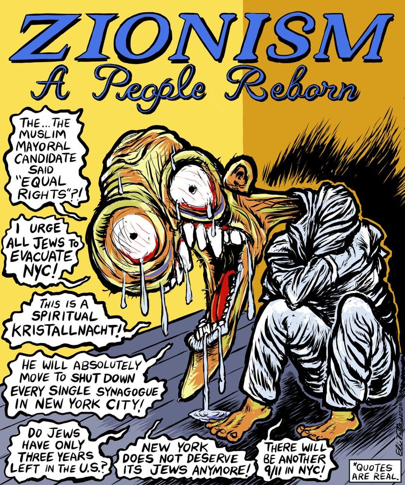 "Zionism: a people reborn". A deformed psychiatric patient spurs out Islamophobic quotes about Jews in NYC against Mamdani 
