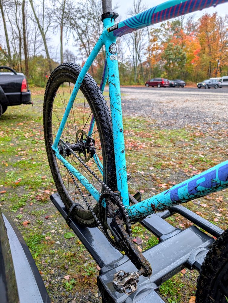 Singlespeed bike after race #2 just as the nor' Easter starts doing not than misting 
