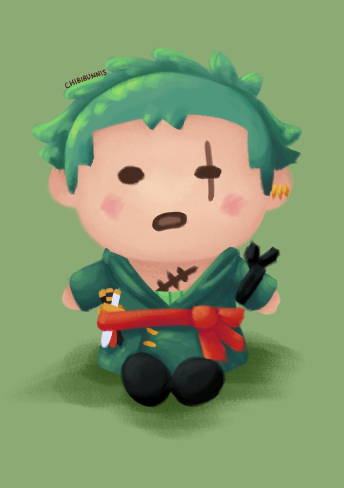 a drawing of the yurutto zoro plushie