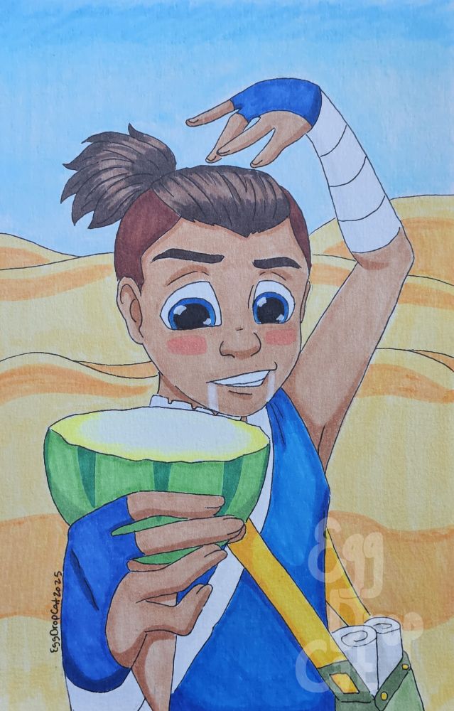 a marker drawing of Sokka from Avatar the Last Airbender with his cactus juice