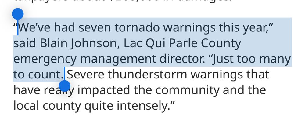 A man says they’ve had seven tornado warnings, too many to count