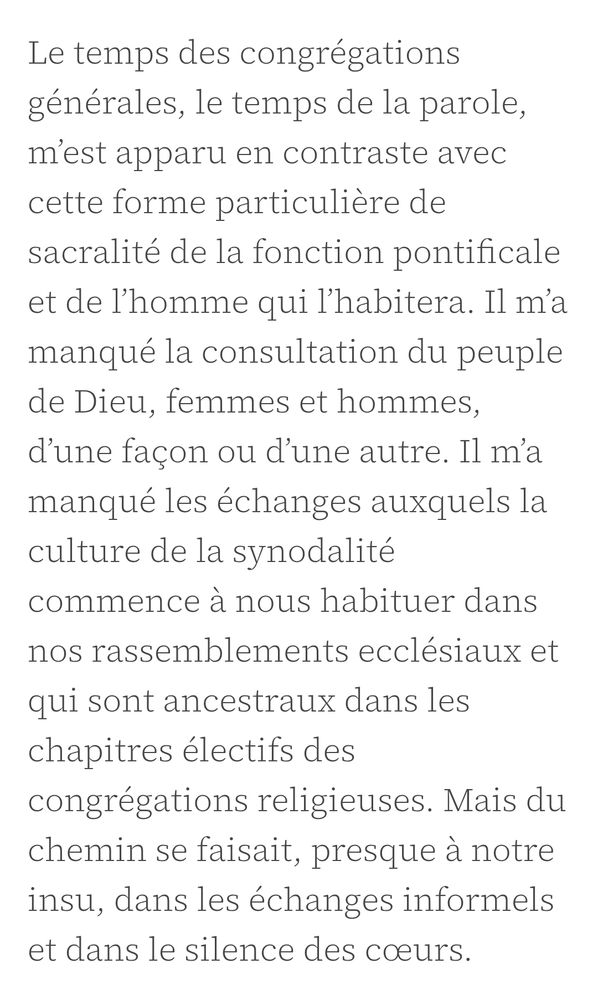 "il m'a manqué la consultation du peuple de Dieu, femmes et hommes..." confie le cardinal Vesco à l'issue du conclave 