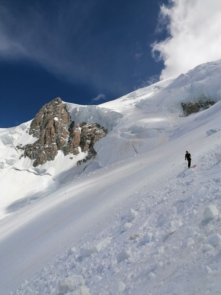 Descente à ski du Mont-blanc face N