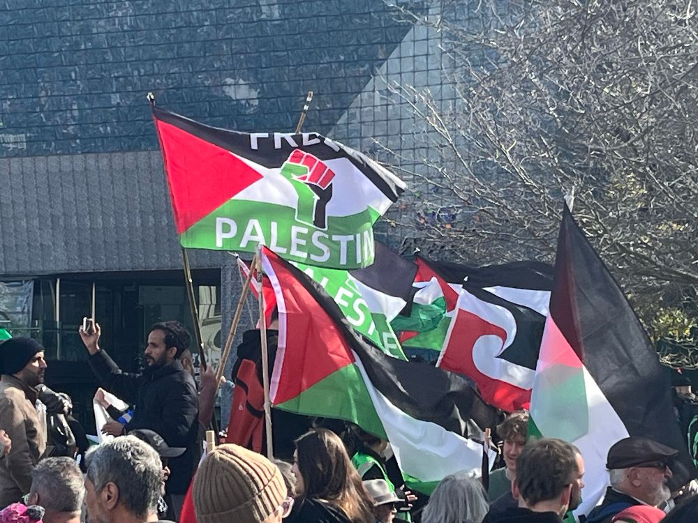 Free Palestine flags at the March for Humanity 