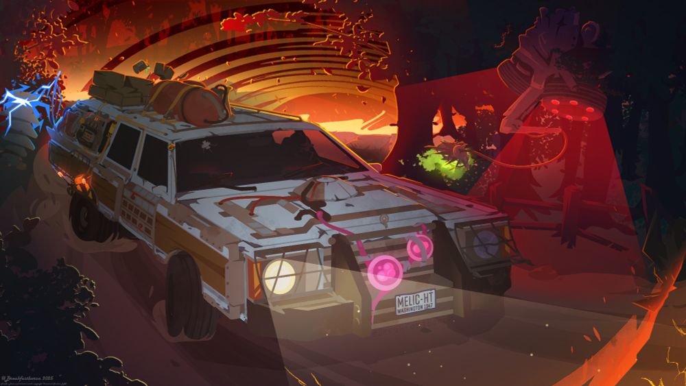 The station wagon from Pacific Drive drifting away from a radiation storm, while contending with various supernatural anomalies.