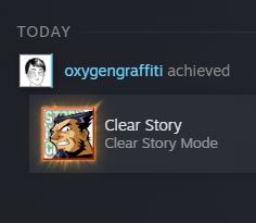 A screenshot from the Steam Post-Game Summary for Radiant Silvergun. The text reads "TODAY - oxygengraffiti achieved Clear Story (Clear Story Mode)"