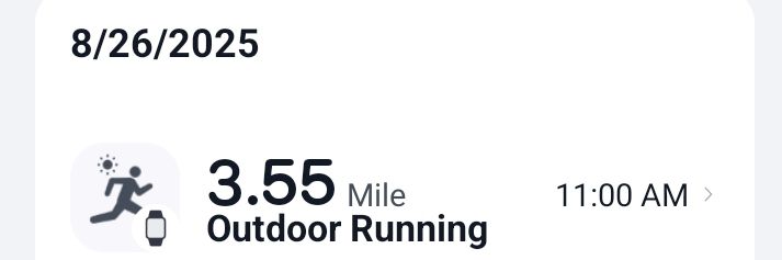 Banner showing a 3.55 mile run. 