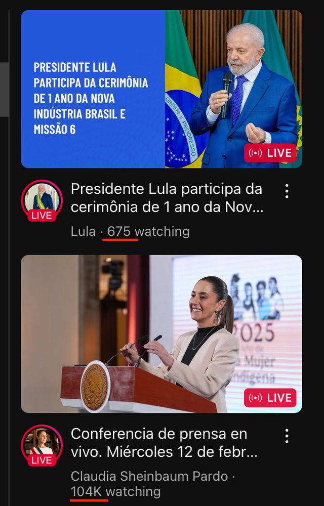 Captura de tela do youtube com o canal de Lula e Claudia Scheinbaum. 
