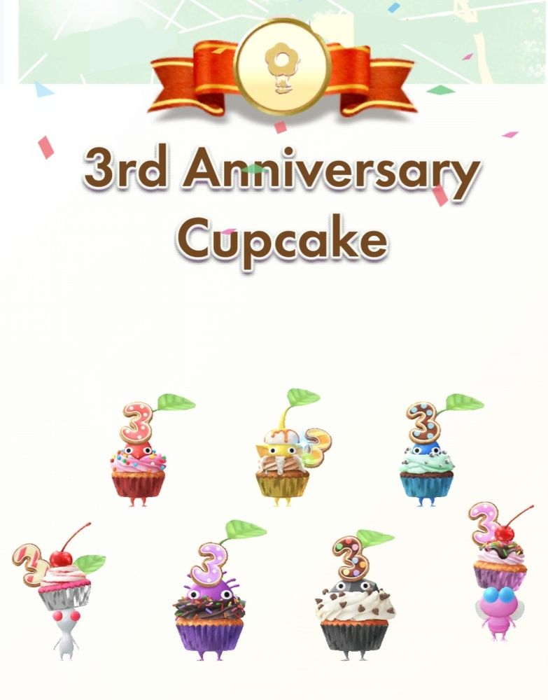 3rd anniversary decor set with yellow min finally deciding to show up uffff #PikminBloom