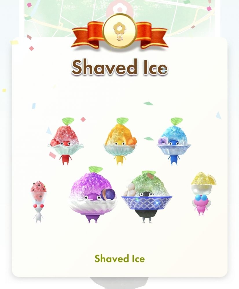 Shaved Ice decor set in all their cute, yummy glory. I just need sets of 5 for postcards now 😬 #PikminBloom 