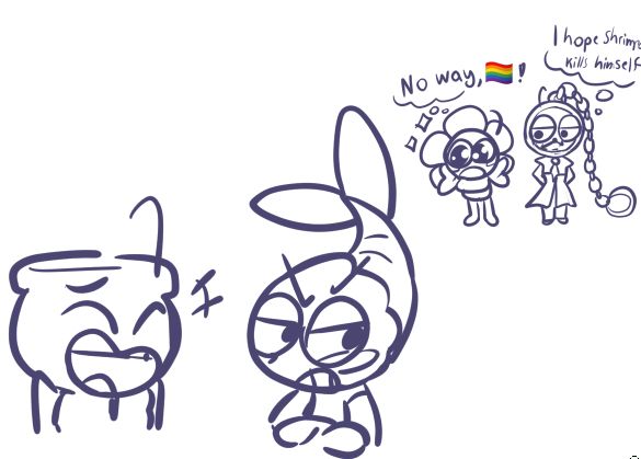 Finn and Shrimpo are interacting with each other Dandy: No way, 🏳️‍🌈 Dyle: I hope Shrimpo kills himself 