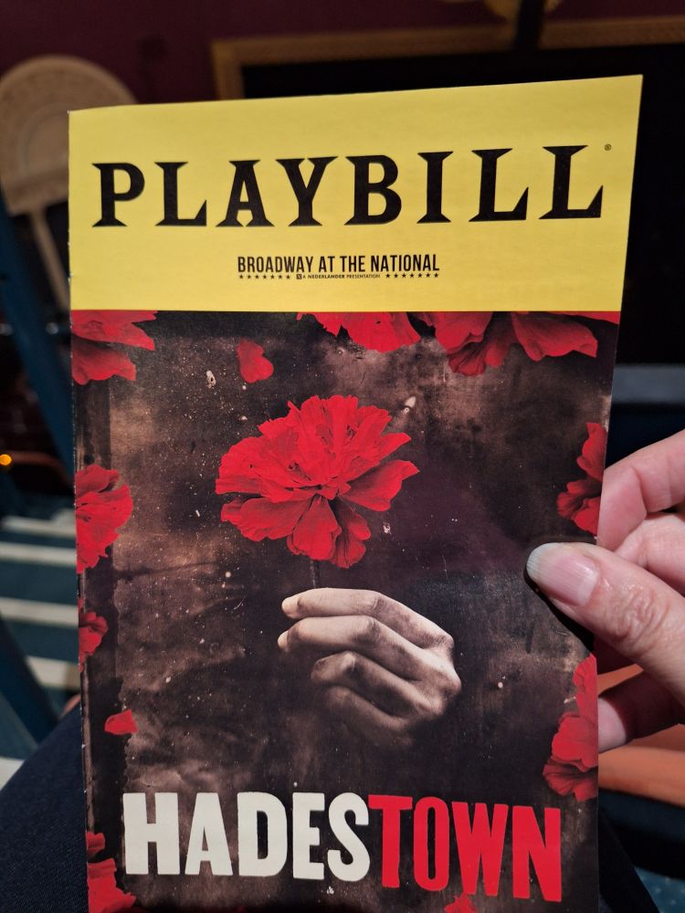 Photo of the Hadestown Playbiill.