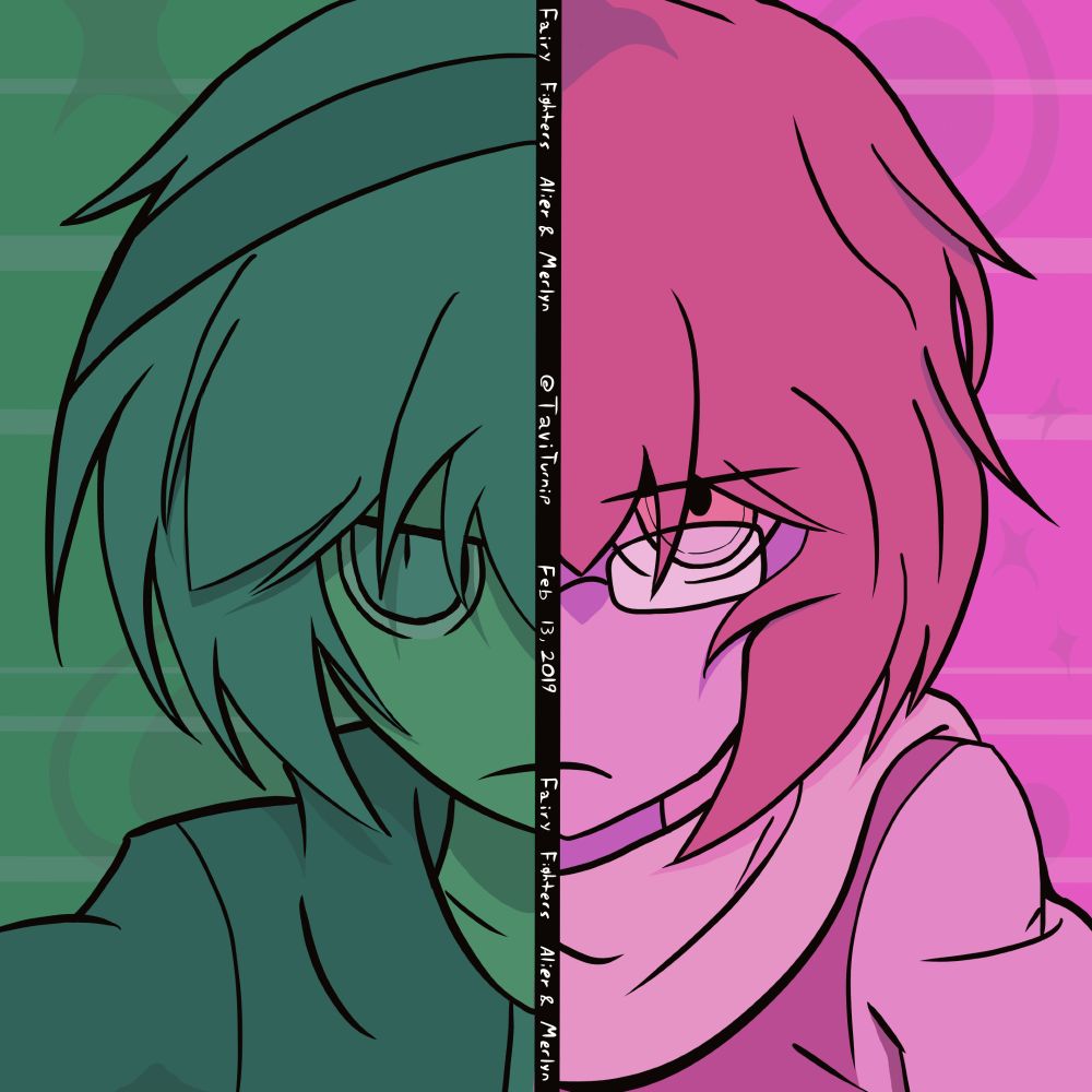 Digital Art #007 "Fae Q"
drawn February 13, 2019

This wasn't the first time I'd drawn a split portrait, nor was it the first of these two, but it was the first time I'd done it digitally. I was still figuring out brush widths and pressure sensitivity at this point, as well as other things... :P