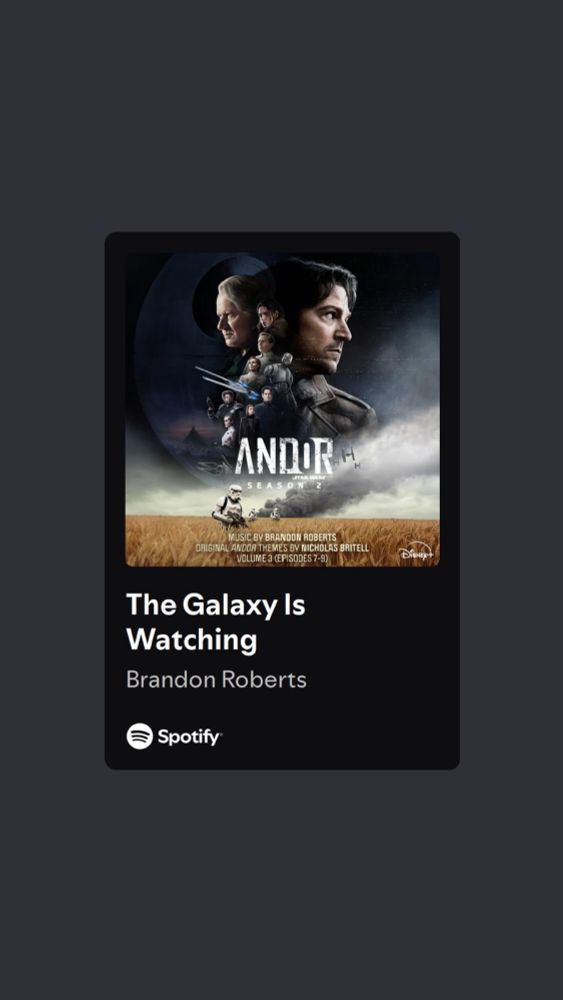 a screenshot of the track “The Galaxy is Watching” from the Andor season 2 score