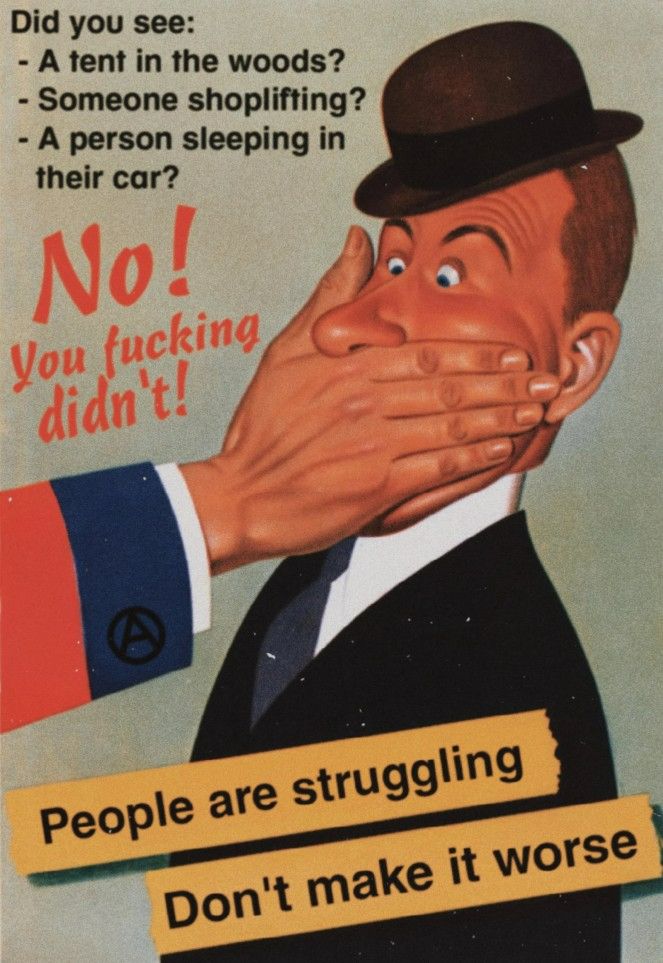 Cartoon man looking shocked as a hand muzzles his mouth, and words: 