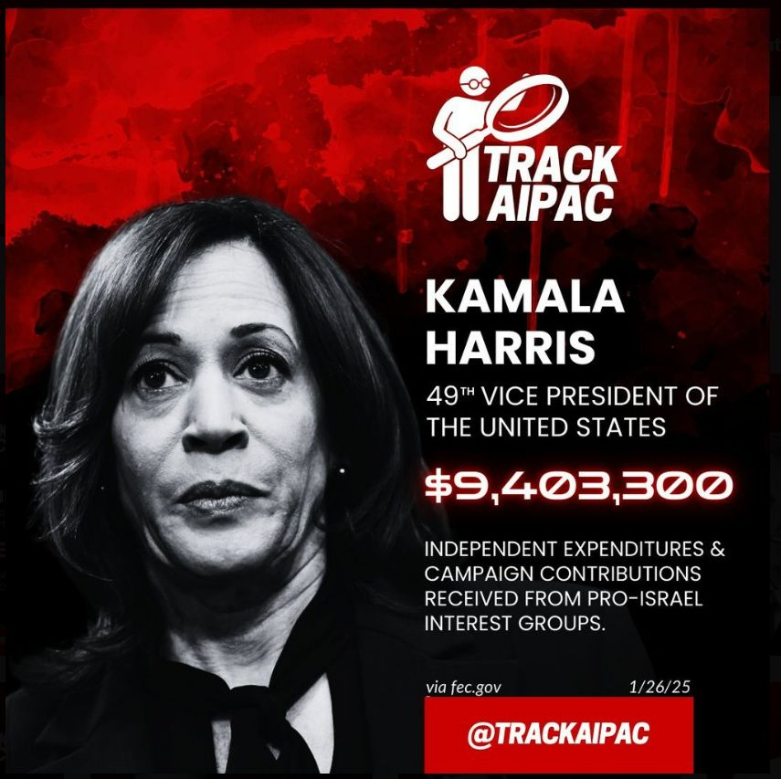 Harris' AIPAC money bribes.