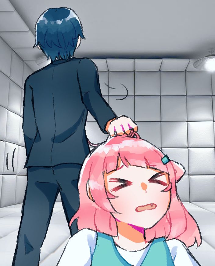 Doodle of Julietta X being dragged into a padded room